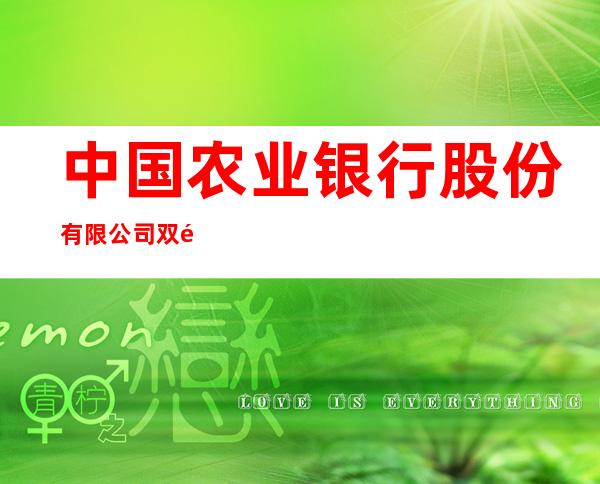 中国农业银行股份有限公司双鸭山振兴支行