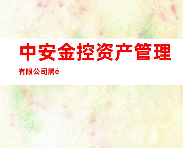 中安金控资产管理有限公司黑龙江分公司