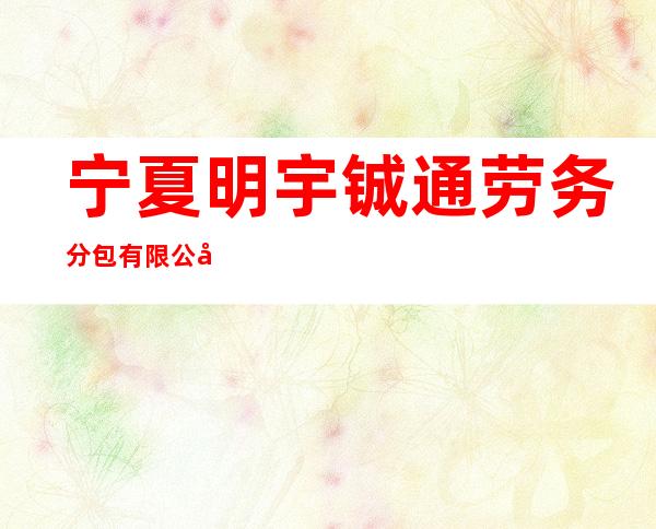 宁夏明宇铖通劳务分包有限公司