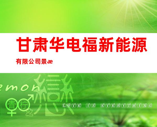 甘肃华电福新能源有限公司景泰分公司