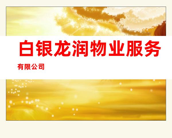 白银龙润物业服务有限公司